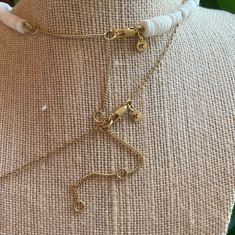 Madewell Palm Tree Beach Find Layered Necklace Set Coin Pendant Puka shell beads - Picture 9 of 10